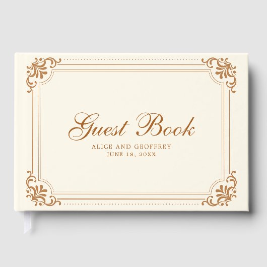 エレガントアイボリー銅ヴィンテージが結婚繁栄 ゲストブック (正面)