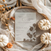 エレガントアイボリー&アッシュ秋ボタニカル結婚ズ 招待状