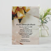 エレガントアイボリー – イエローホワイトローズブライダルシャワー 招待状 (スタンド正面)