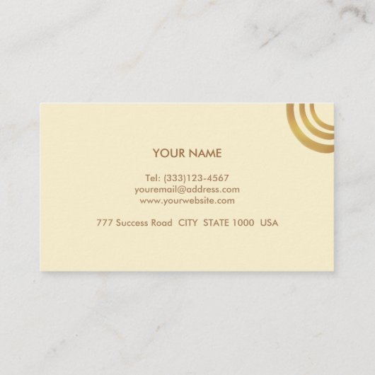 エレガントアイボリー&ゴールデンブラウンメタリックルックデザイン 名刺 (裏面)