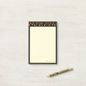 エレガントアイボリー&ゴールデン紙吹雪オンブラックフレーム ポストイット (デスク上)