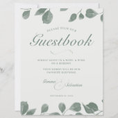 エレガントアイボリー&セージ秋の結婚式ゲストブックプリント (正面)