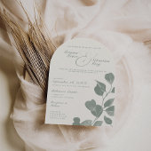 エレガントアイボリー&セージ秋ボタニカルズ結婚アーチ 招待状