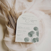 エレガントアイボリー&セージ秋ボタニカルズ結婚アーチ 招待状