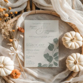 エレガントアイボリー&セージ秋ボタニカル結婚ズ 招待状