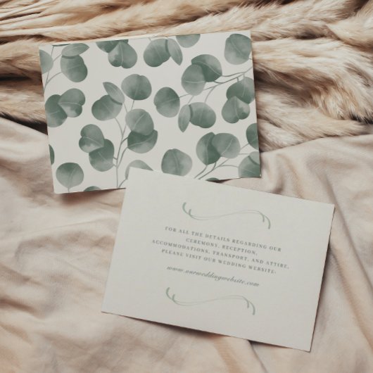 エレガントアイボリー&セージ秋ボタニカル結婚詳細 エンクロージャーカード
