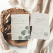 エレガントアイボリー&セージ秋ボタニカル結婚詳細 エンクロージャーカード