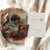 エレガントアイボリー&セージ秋植物写真結婚ズ 招待状