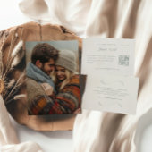 エレガントアイボリー&セージ秋植物写真結婚ズ 招待状