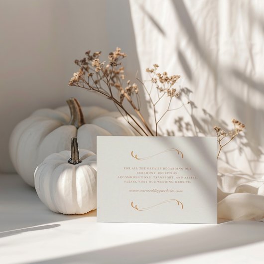 エレガントアイボリー&テラコッタ秋ボタニカル結婚ズ エンクロージャーカード