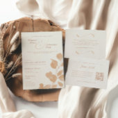 エレガントアイボリー&テラコッタ秋ボタニカル結婚ズ エンクロージャーカード