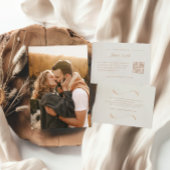 エレガントアイボリー&テラコッタ秋写真結婚の 招待状