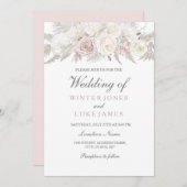 エレガントアイボリー&バラウィンターワンダーランド結婚ズ 招待状 (正面/裏面)