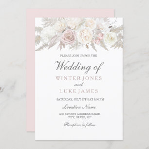 エレガントアイボリー&バラウィンターワンダーランド結婚ズ 招待状