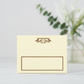 エレガントアイボリー/ブラウン結婚の書き込み可能座席表 ポストカード (スタンド正面)
