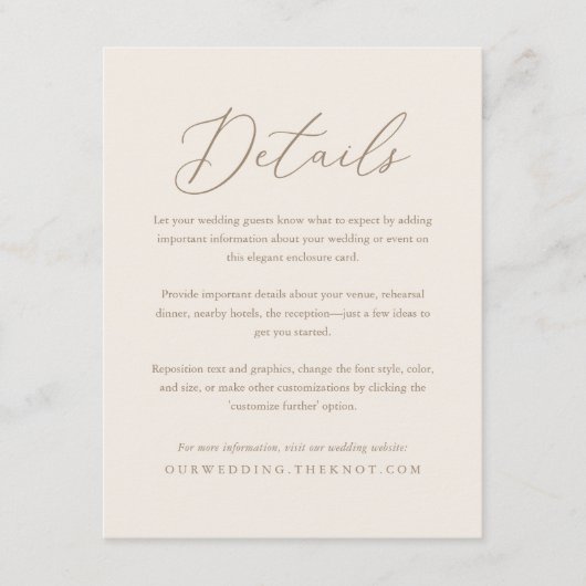 エレガントアイボリー・金ゴールド書道結婚詳細 エンクロージャーカード (正面)