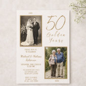 エレガントアイボリー・金ゴールド50周年結婚記念 招待状