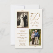 エレガントアイボリー・金ゴールド50周年結婚記念 招待状 (正面)