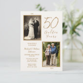 エレガントアイボリー・金ゴールド50周年結婚記念 招待状 (スタンド正面)