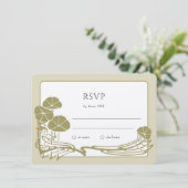 エレガントアイボリーSageと金ゴールドRSVPカード 招待状 (スタンド正面)