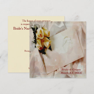 エレガントアイボリーwithイエローローズ結婚式招待状 招待状