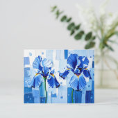 エレガントアイリスのモダン抽象芸術スタイル シーズンポストカード (スタンド正面)