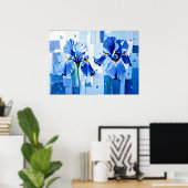 エレガントアイリスのモダン抽象芸術スタイル ポスター (ホームオフィス)