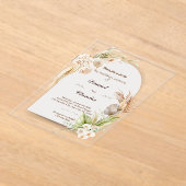 エレガントアカスタムクリル結婚式招待状 アクリル招待状 (レイダウン)