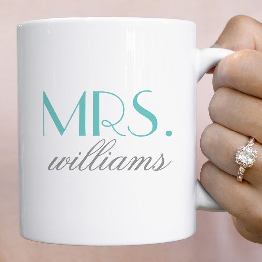 エレガントアクア 新婦 ウェディング モノグラム コーヒーマグカップ