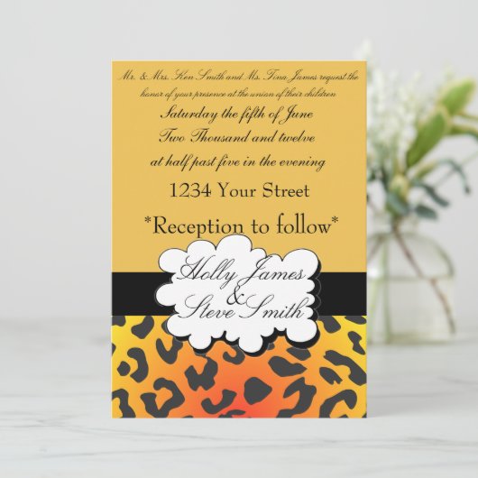 エレガントアニマルプリント結婚式招待状 招待状 (スタンド正面)