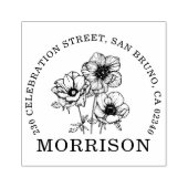 エレガントアネモネ花名ラウンド差出人住所 ラバースタンプ (インプリント)