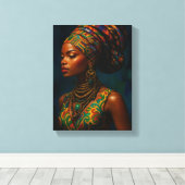 エレガントアフリカ人の装伝統的装ポルトラ キャンバスプリント (インサイチュ (ウッドフロア))