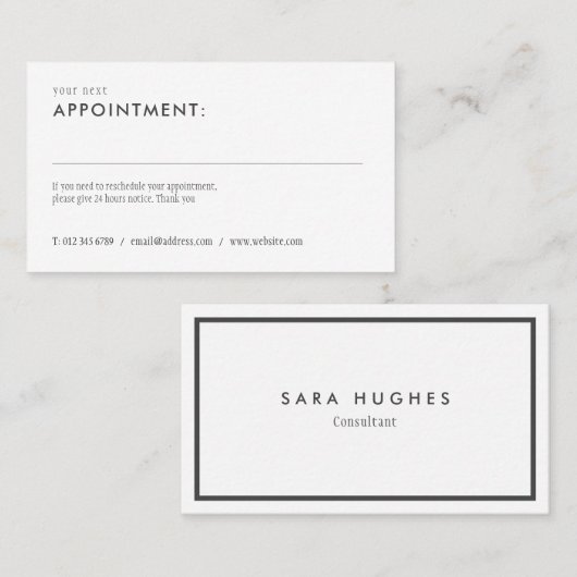 エレガントアポイントメントのリマインダカード 予約カード (正面/裏面)