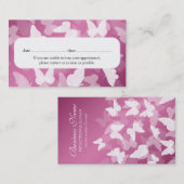 エレガントアポイントメントカード蝶ピンク 予約カード (正面/裏面)