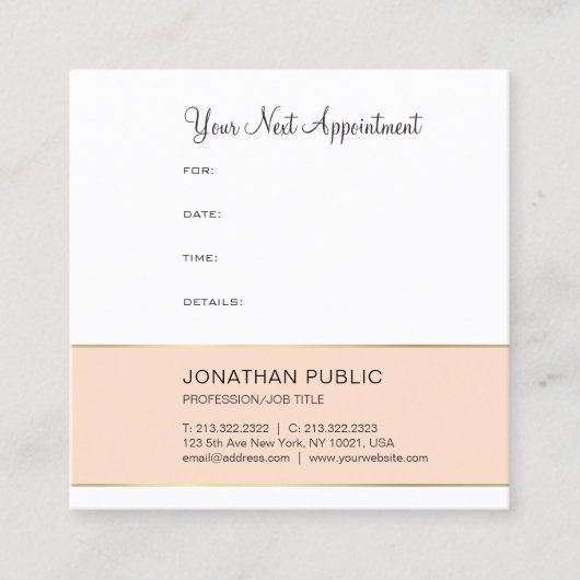 エレガントアポイントメントリマモダンーデザイントレンディー 予約カード (正面)