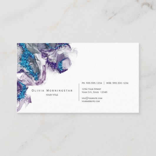 エレガントアメジストサファイアジェムストンアルコールインク 名刺 (裏面)