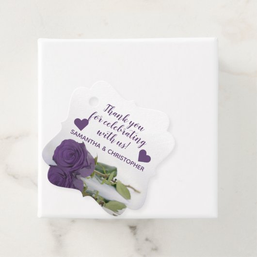 エレガントアメジストパープルバラ結婚ズ・サンキュー フェイバータグ (インサイチュ)