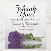 エレガントアメジストパープルバラ結婚ズ・サンキュー ワインラベル (シングルラベル)