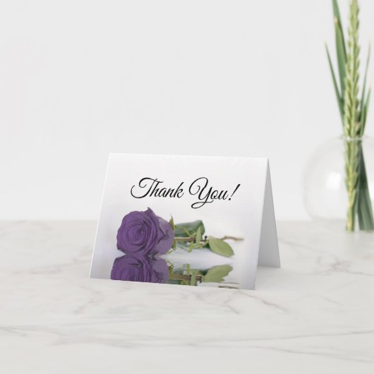 エレガントアメジスト紫のバラ結婚の写真の内側 サンキューカード (正面)