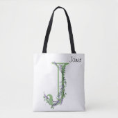 エレガントアルファベット文字Jラベンダーユーカリ トートバッグ (正面)