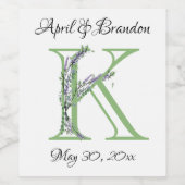 エレガントアルファベット文字Kラベンダーユーカリ ワインラベル (シングルラベル)