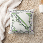 エレガントアルファベット文字Nラベンダーユーカリ クッション (ブランケット)