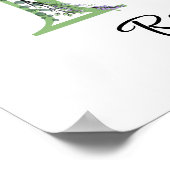 エレガントアルファベット文字Rラベンダーユーカリ ポスター (角)