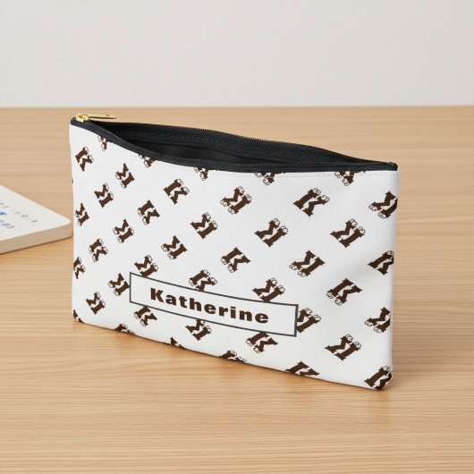 エレガントアルファベモノグラムのットパタシンプルーン アクセサリーポーチ