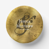 エレガントアンティークゴールデン結婚メタル ペーパーボウル (正面)