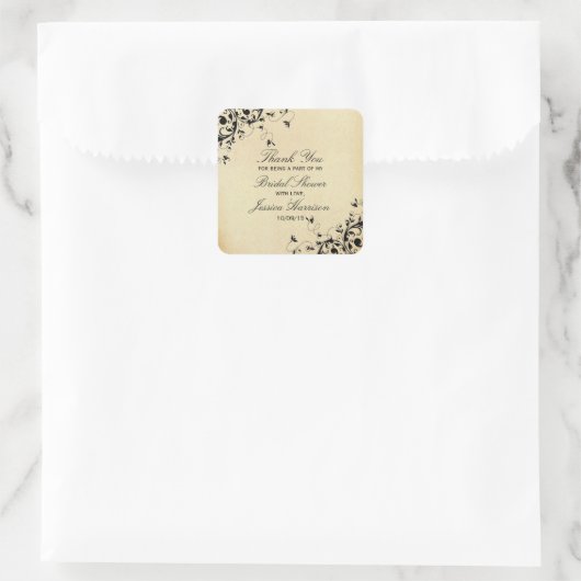 エレガントアンティークスワーズブライダルシャワーありがとう スクエアシール (バッグ)