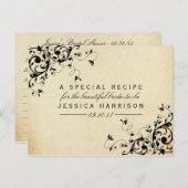 エレガントアンティークスワーズブライダルシャワーレシピカード インビテーションポストカード (正面/裏面)