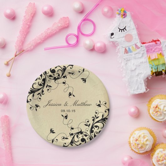 エレガントアンティークスワ結婚ール ペーパープレート (パーティー)