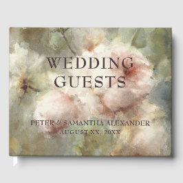 エレガントアンティークバラソフトピンク水カラーフローラ ゲストブック