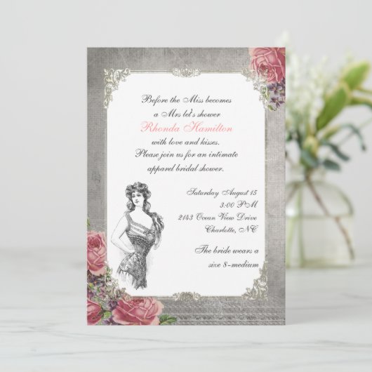 エレガントアンティークバラブライダルシャワー 招待状 (スタンド正面)